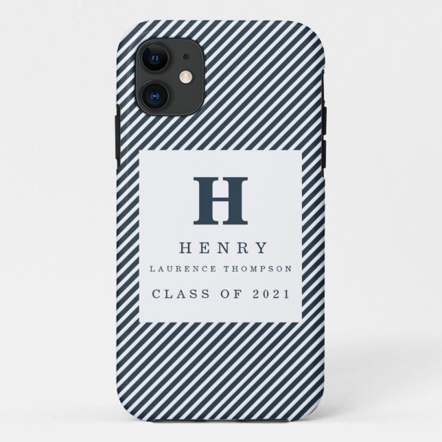 Capa Para iPhone 11 azul DE GRADUAÇÃO INICIAL (Verso)