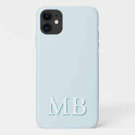 Capa Para iPhone 11 Azul e Teal | Monograma inicial mínimo moderno
