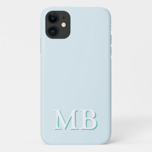 Capa Para iPhone 11 Azul e Teal   Monograma inicial mínimo moderno