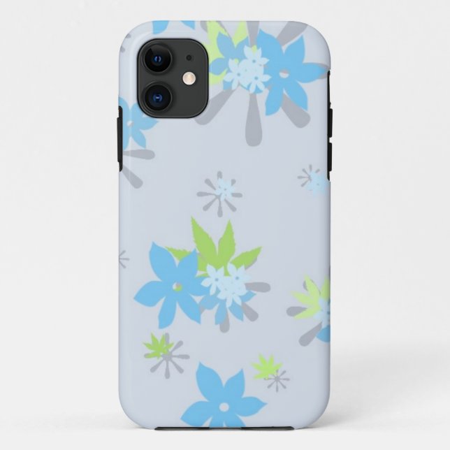 Capa Para iPhone 11 Azul Floral Caprichoso (Verso)