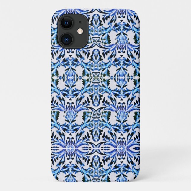 Capa Para iPhone 11 Azul Folha Rolado (Verso)