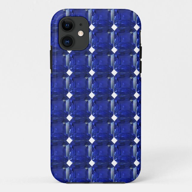 Capa Para iPhone 11 Azul Gemstone Sapphire Quadrado (Verso)