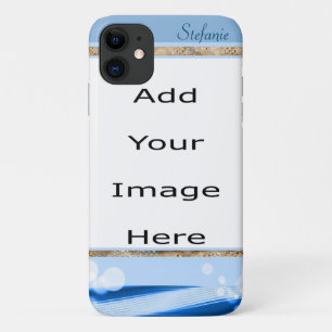 Capa Para iPhone 11 Azul Moderno com Círculos Mistos