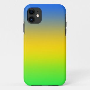 Capa Para iPhone 11 Azul neon, amarelo, gradiente verde, ombre.