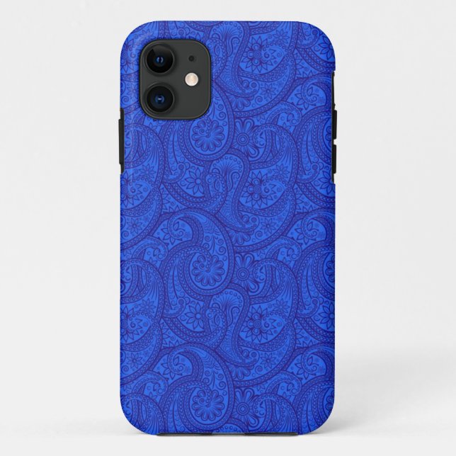 Capa Para iPhone 11 Azul Paisley (Verso)