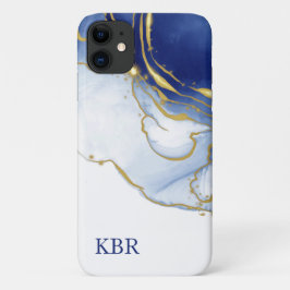 Capa Para iPhone 11 Azul personalizado e brilho Dourado