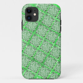 Capa Para iPhone 11 Azulejo falso, fadas verdes folhagens, quadradas.