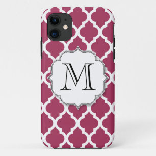 Capa Para iPhone 11 Azulejo marroquino Sangria com Monograma Personali