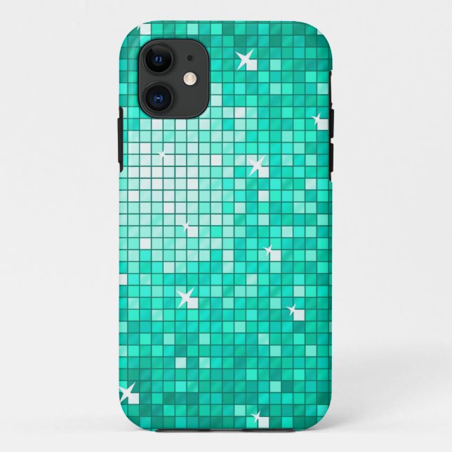 Capa Para iPhone 11 Azulejos de Disco Aqua iPhone 5 case (Verso)