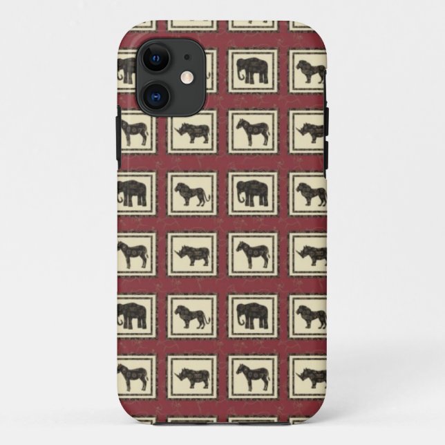 Capa Para iPhone 11 Azulejos do safari (Verso)