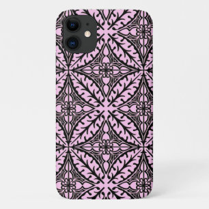 Capa Para iPhone 11 Azulejos marroquinos - rosa-gelo e preto