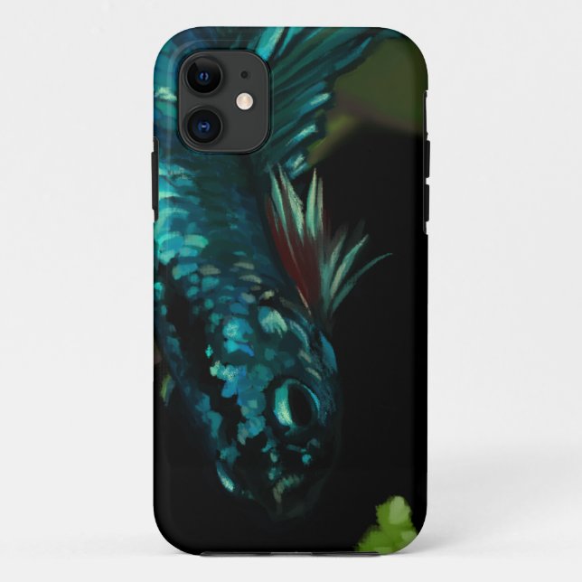 Capa Para iPhone 11 Azure Betta Fish (Verso)