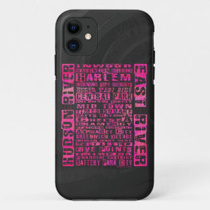Capa Para iPhone 11 Bairros de NYC Rosa Quente