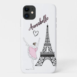 Capa Para iPhone 11 Balé Paris Ballerina e Eiffel Tower Girls