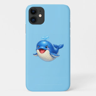 Capa Para iPhone 11 Baleia Adorável Desenhada à Mão Presente de Animal
