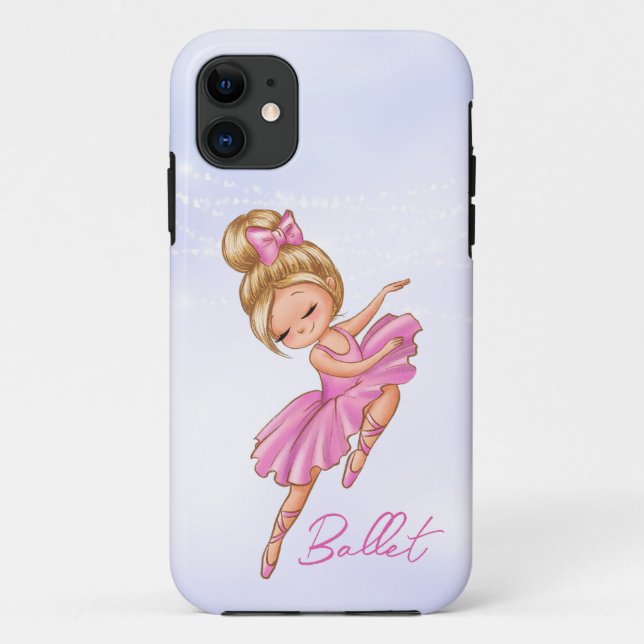 Capa Para iPhone 11 Ballerina Girl Pink, Puro, Dança de Balé Bonito (Verso)