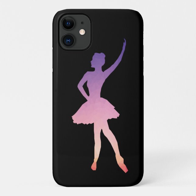 Capa Para iPhone 11 Ballerina silhueta rosa púrpura (Verso)