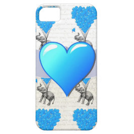 Capa Para iPhone 11 Balões de elefante e coração azul