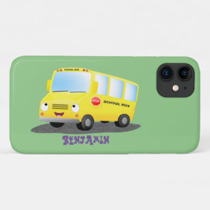 Capa Para iPhone 11 Banda branca e feliz de ônibus escolar amarelo