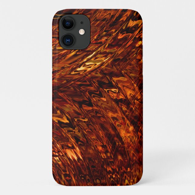 Capa Para iPhone 11 bandas abstrato curvas em tons de ouro avermelhado (Verso)