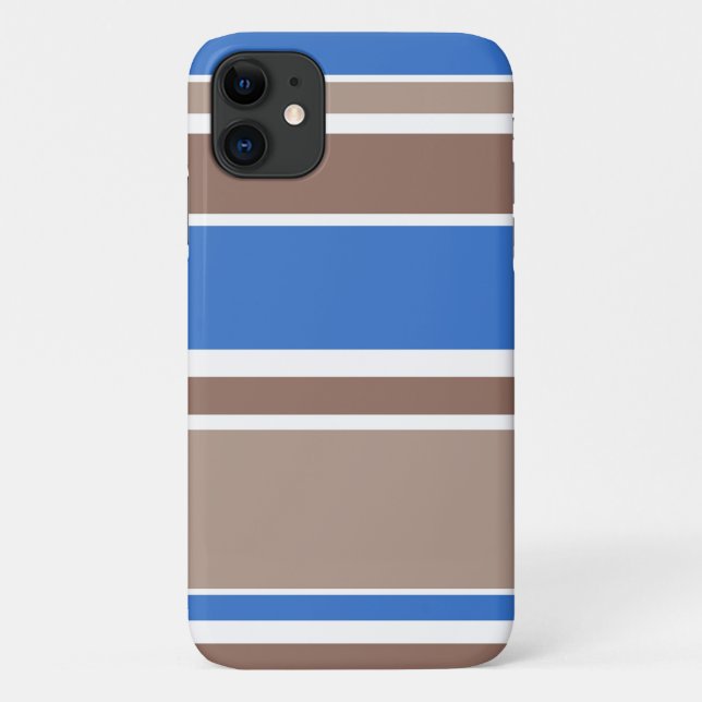 Capa Para iPhone 11 Bandas castanhas e azuis (Verso)
