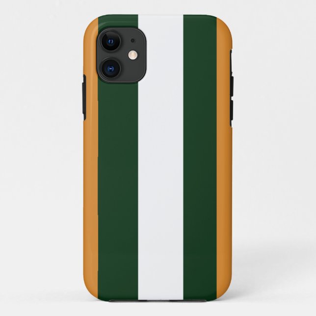 Capa Para iPhone 11 Bandas castanhas, verdes e brancas escuras (Verso)