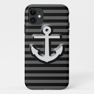 Capa Para iPhone 11 Bandas de Âncora da Cinza Negra