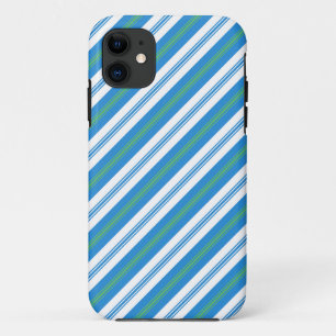 Capa Para iPhone 11 Bandas de Diagonal Azul, Verde, Branca