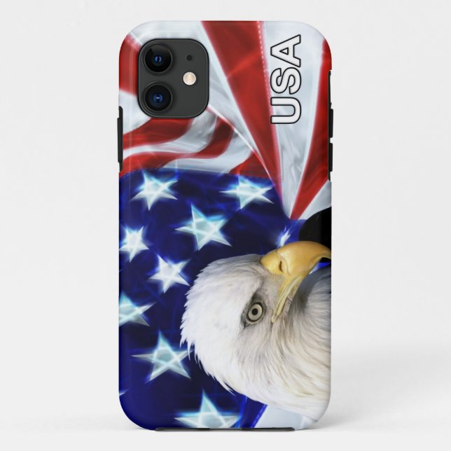 Capa Para iPhone 11 Bandeira americana com a águia americana (Verso)