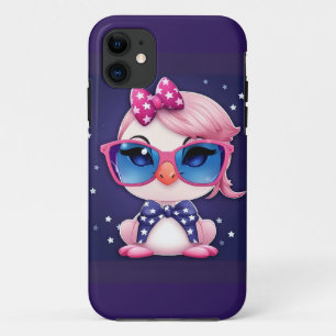 Capa Para iPhone 11 Bandeira Americana com Flamingo Cartoon-14484