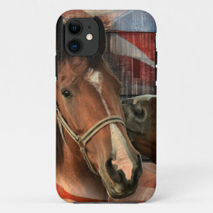 Capa Para iPhone 11 Bandeira Americana do Barão Russo do Cavalo