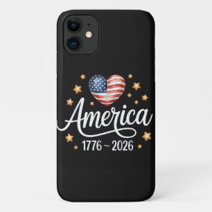 Capa Para iPhone 11 Bandeira Bonita Coração 1776-2026 4 de Julho 250º 