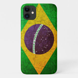 Capa Para iPhone 11 Bandeira brasileira vencida em fundo rachado