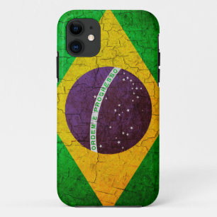 Capa Para iPhone 11 Bandeira brasileira vencida em fundo rachado