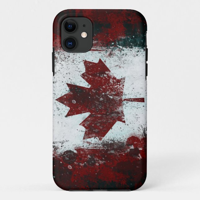 Capa Para iPhone 11 Bandeira canadense pintada (Verso)