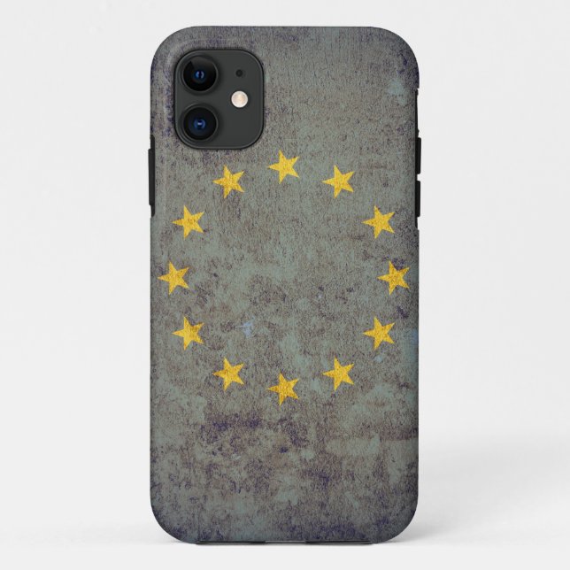 Capa Para iPhone 11 Bandeira da UE - Grunge (Verso)