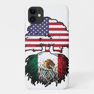Capa Para iPhone 11 Bandeira das Raízes da Árvore dos EUA mexicano