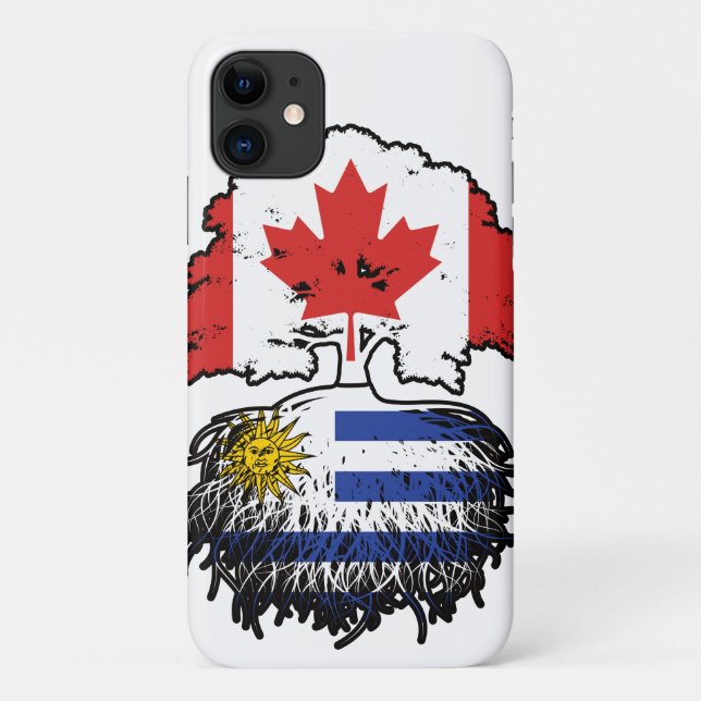 Capa Para iPhone 11 Bandeira das Raízes das Árvores do Canadá Uruguai  (Verso)
