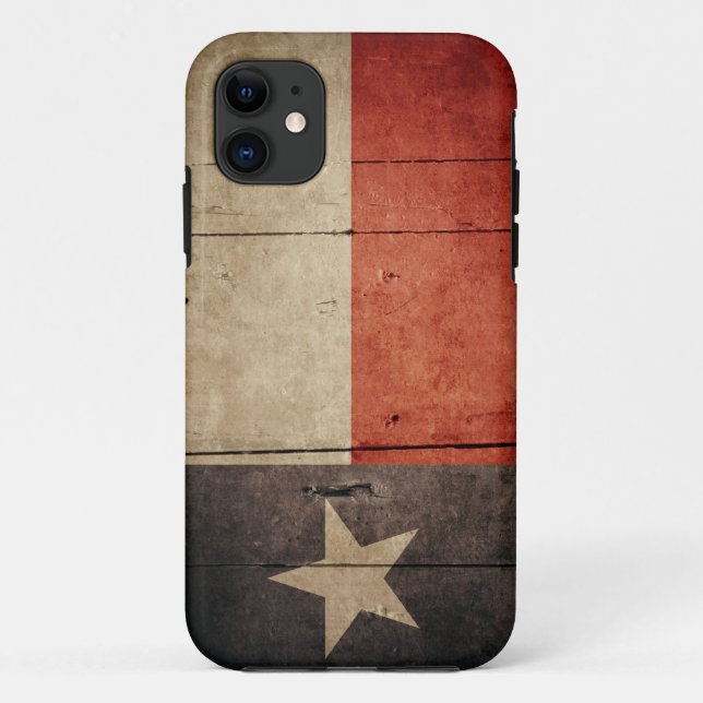 Capa Para iPhone 11 Bandeira de madeira áspera de Texas (Verso)