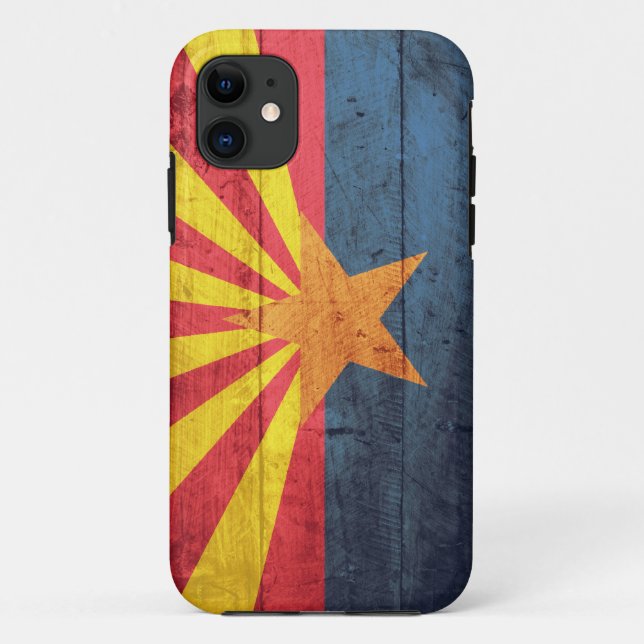 Capa Para iPhone 11 Bandeira de madeira velha da arizona (Verso)