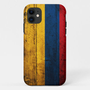 Capa Para iPhone 11 Bandeira de madeira velha de Colômbia