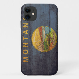Capa Para iPhone 11 Bandeira de madeira velha de Montana;