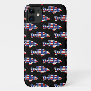 Capa Para iPhone 11 Bandeira de peixe TRUMP a preto