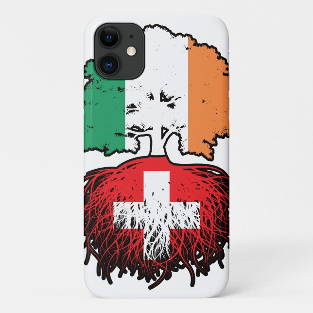 Capa Para iPhone 11 Bandeira de Raízes da Árvore da Irlanda suiça (Verso)