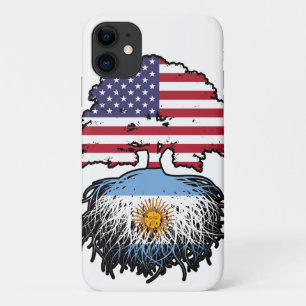 Capa Para iPhone 11 Bandeira de Raízes de Árvore Argentina-americana