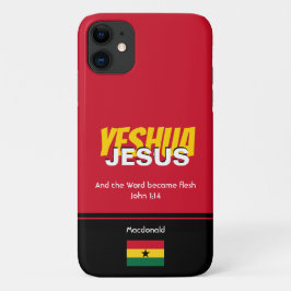 Capa Para iPhone 11 Bandeira do Gana JESUS YESHUA Escritura Personaliz