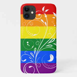 Capa Para iPhone 11 Bandeira do Orgulho LGBT Blogue Floral Vintage