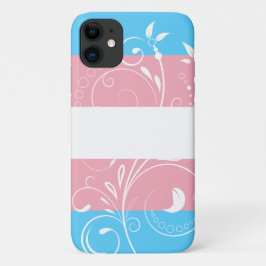 Capa Para iPhone 11 Bandeira do Orgulho Transgênero Vintage Floral Blo