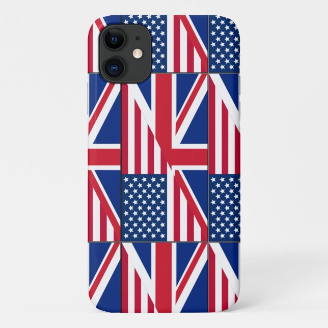 Capa Para iPhone 11 Bandeira dupla cidadã americana e britânica (Verso)