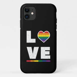 Capa Para iPhone 11 Bandeira LGBTQ Orgulho Gay Desgastado Grunge Amor